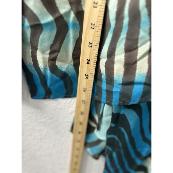 Vintage Peter Nygard Womens Sz 16 Blue Silk Abstract Striped Skirt & Blouse Set - Picture 9 of 16